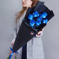 7 роз сорта Blue 60 см (Эквадор)