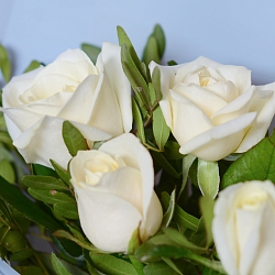 Букет из белых роз с фисташкой