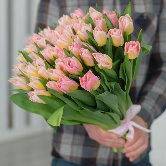 51 розовый пионовидный тюльпан